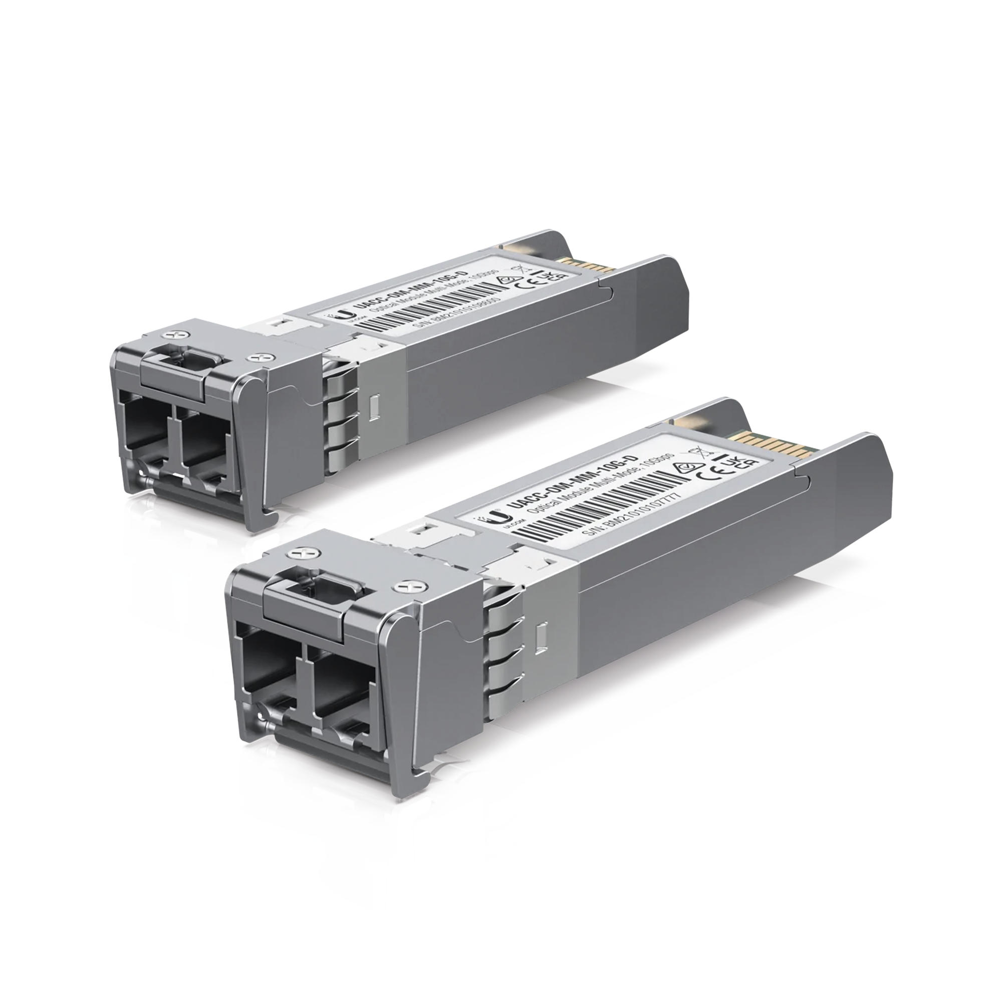 UFiber Módulo SFP+ 10G, transceptor MiniGibic MultiModo 10 Gbps, distancia 300m, conectores LC, paquete de 2 piezas