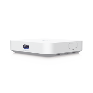 UniFi Cloud Gateway MAX, Router con todos los servicios UniFi, administra hasta 30 dispositivos UniFi y 300 clientes. 1 pto WAN 2.5G, 4 pts LAN 1G (uno configurable como WAN), seguridad IDS/IPS, VPN, bloqueo de apps/URLs, 512 GB memoria interna