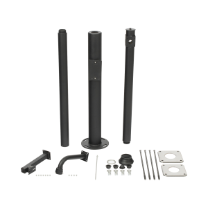 Poste Seccionado de 3 Metros / Especializado para la Instalación de Videovigilancia / Incluye Base de Cimentación y Brazo para Cámara PTZ / Color Negro