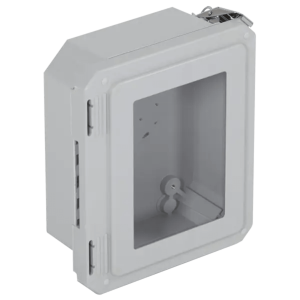Caja Impermeable De Fibra De Vidrio, 8.77" (22.27cm) Alto x 6.77" (17.19cm) Ancho x 4.06" (10.31cm), Con Ventanilla, Listado UL/cUL, Hecho En EE.UU, Serie EnviroArmour®