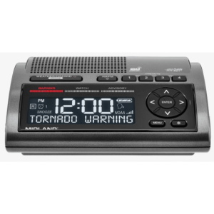 Radio de Alerta Meteorológica WR400 / 7 Canales NOAA y Environment Canada / Almacena 10 Alertas / Sirena de 85 dB / Reloj Dual con Alarma / Carga USB / Certificado Public Alert