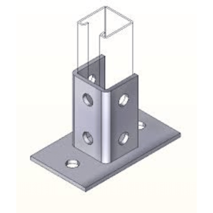 Base Cuadrada con 4 Perforaciones para Perfil Sencillo.
