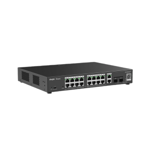 Switch L2 Administrable PoE con 16 puertos Gigabit PoE 802.3af/at + 2 SFP para fibra 1Gb, gestión gratuita desde la nube, 240w