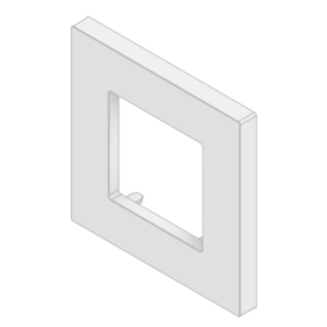 Embellecedor para Caja Europea / Dimensiones 84x84x8 mm Externas / ABS Antimicrobiano / Blanco con Efecto de Contraste / Colocación Fácil y Rápida