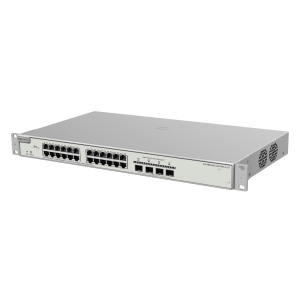 Switch Administrable PoE Capa 2+ Plus, con 24 puertos Gigabit PoE 802.3af/at + 4 SFP+ para fibra 10Gb, gestión gratuita desde la nube, 370w