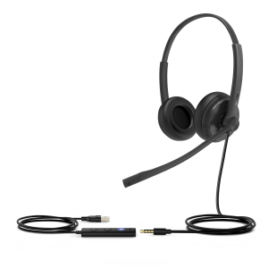 Diadema USB Alámbrica Yealink UH34 Dual Teams C/ Almohadillas de Cuero Compatible con Teléfonos IP Yealink y Computadoras