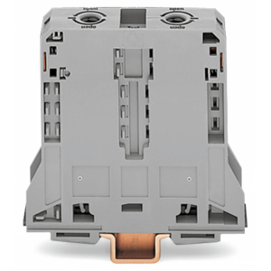 Borna de Paso para 2 Conductores / 95 mm² / POWER CAGE CLAMP / Montaje en Carril DIN 35 x 15 / Tensión Asignada 1000 V / Corriente Asignada 232 A / Material Poliamida (PA66) / Gris