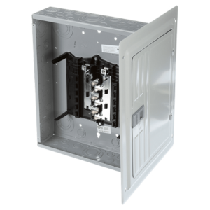 Centro de carga trifásico ES de 12 espacios para 24 circuitos, 120/240vca, Barra de aluminio, Nema 1, uso interior. Incluye tapa.