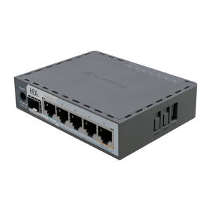Router hEX S / 5 Puertos Gigabit Ethernet / 1 Puerto SFP 2.5G / Dual-Core ARM / 512 MB RAM / RouterOS V7 / PoE-In y PoE-Out / Montaje en Pared