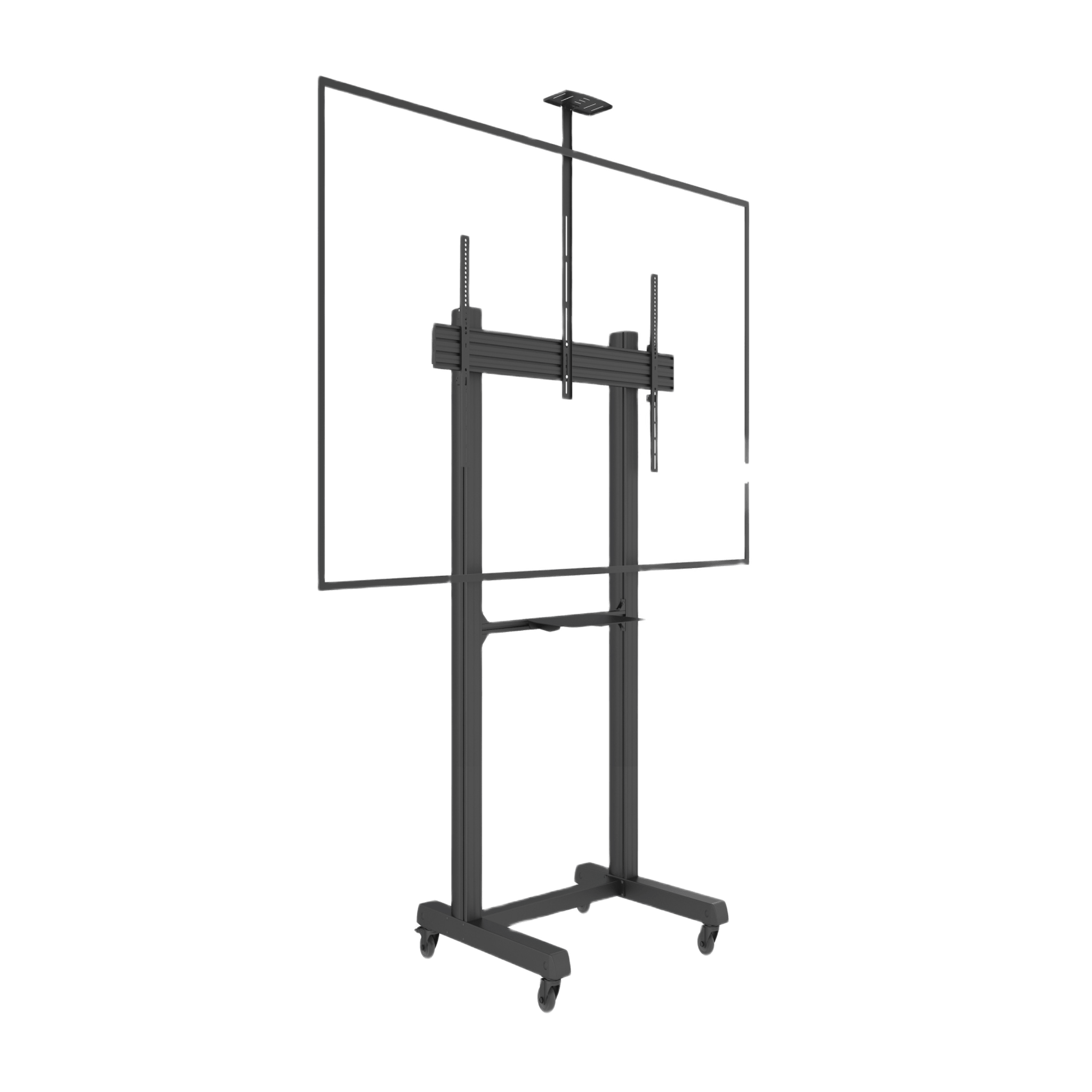 Montaje de Piso Móvil para Pantallas de  65 in a 100 in | vesa 100 x 100 hasta 1000 x 600 | carga maxima soportada 120kg| Fabricado en aluminio y acero