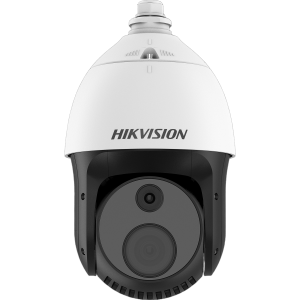PTZ IP Dual / Lente Térmico 25 mm (384 X 288) / Lente óptico 32X (2 Megapixel) / 100 mts IR / Termografia / WDR 120 dB / Exterior IP66 / MicroSD