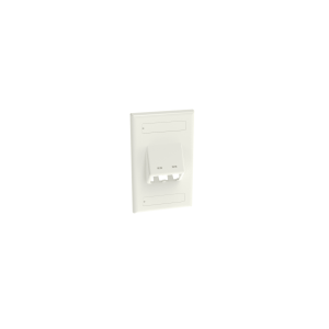 Placa de Pared Vertical Clásica, Salida Para 2 Puertos Mini-Com Inclinados, Con Espacios Para Etiquetas, Color Blanco