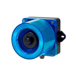 Combinacion de baliza LED color Azul y sirena electrónica de 31 tonos resistente a la intemperie de volumen máx. 123 dB a 110-220 VCA