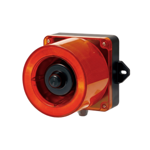 Combinacion de baliza LED color Rojo y sirena electrónica de 31 tonos resistente a la intemperie de volumen máx. 123 dB a 12-24 VCD