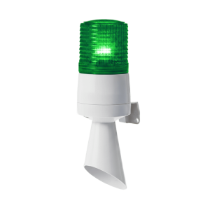 Luz LED con patrones de destello fijo y destellante con buzzer incorporado de alto volumen Máx. 95 dB color Verde 110 VCA