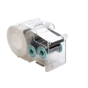 Casete de etiquetas de poliolefina, cinta continua, color negro sobre blanco, 9.65 mm x 7.6 metros