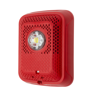 Bocina con Lámpara Estroboscópica, Montaje en Pared, Color Rojo, Nuevo Diseño Moderno y Elegante y Menor Consumo de Corriente