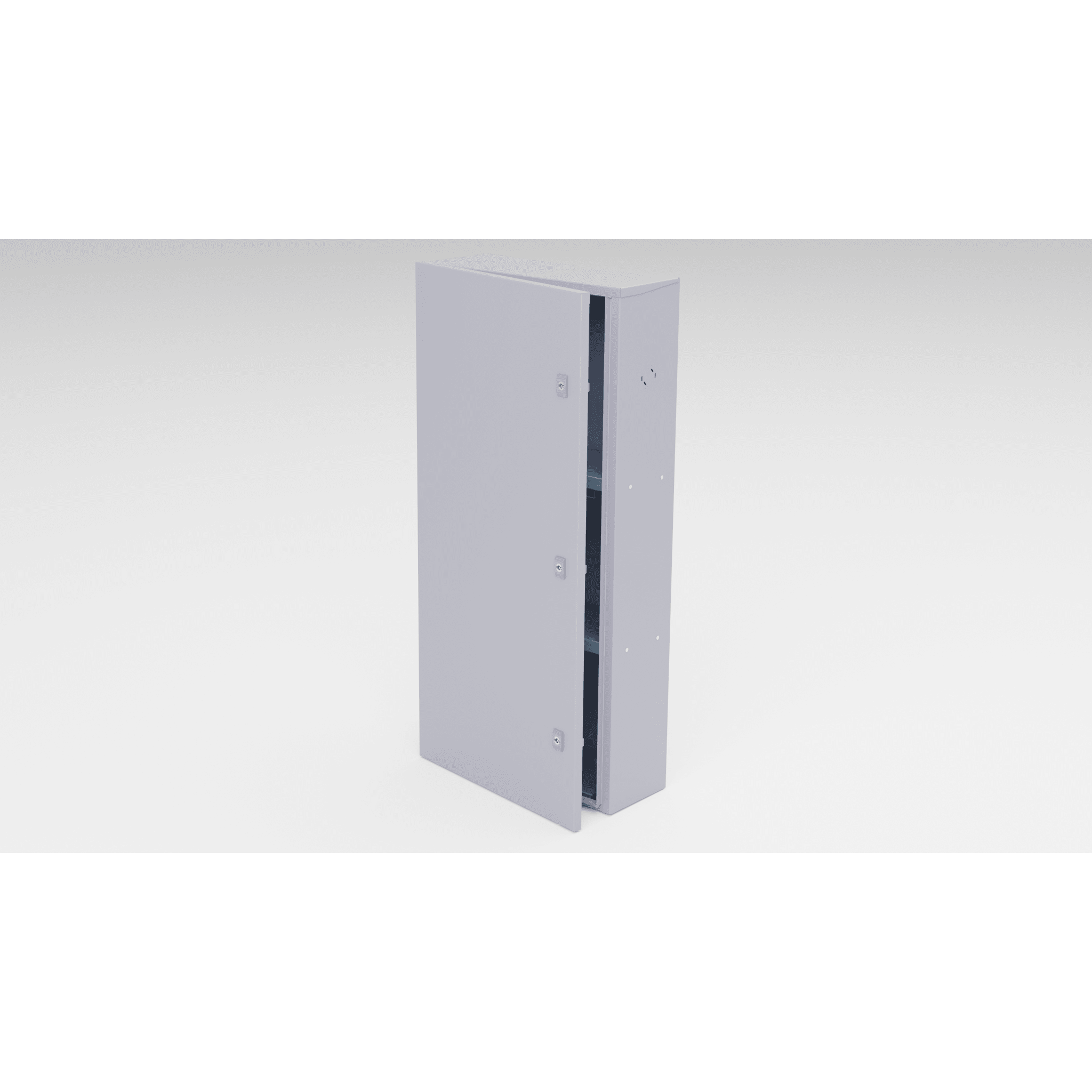 Gabinete para instalación de 3 Baterías , Fabricado en Lámina Galvanizada, Accesorios para poste (No incluidos)