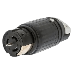 Conector Industrial de Bloqueo / 50A 3-Fases Delta 250V CA / 3-Polos 4-Hilos/ Conector Hembra / Color Negro y Blanco
