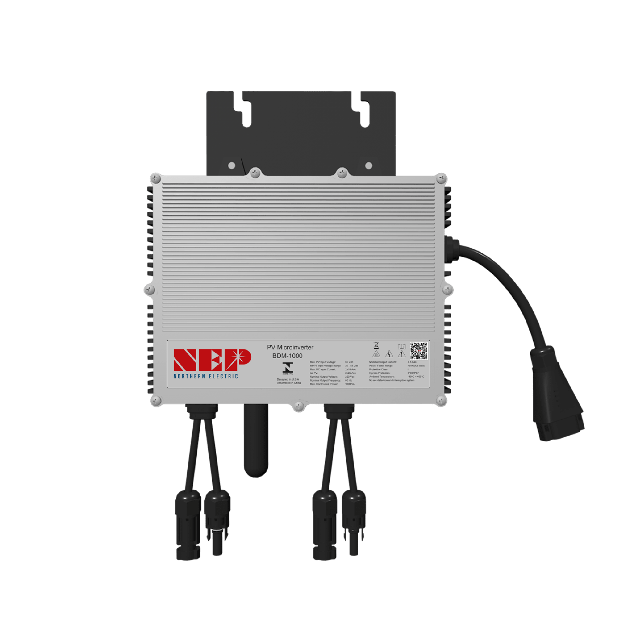 Microinversor 1 Kw, 127 Vca, para Interconexión a Red Eléctrica con WIFI, IP67, Conexión para Cable Troncal, Para 2 Módulos de Hasta 750 W