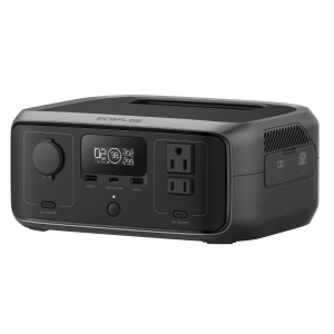 EcoFlow River 3 | Estación de Energía Portátil 245Wh Litio LFP / 2 AC 300 W (Max. 550W) / 1 USB-C 100W / 2 USB -A 12W / Cargador de Coche 8A a 12 o 24V / Conectividad WiFi y Bluetooth (App) / Carga Solar 110W Max.