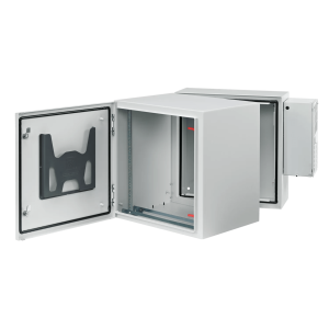 Gabinete Industrial ProTek de Puerta Sólida, Con Aire Acondicionado de 4000 BTU, Protección NEMA Tipo 4/12; IP66; IK10, Abatible, Fabricado en Acero, 19 UR, Color Gris Claro