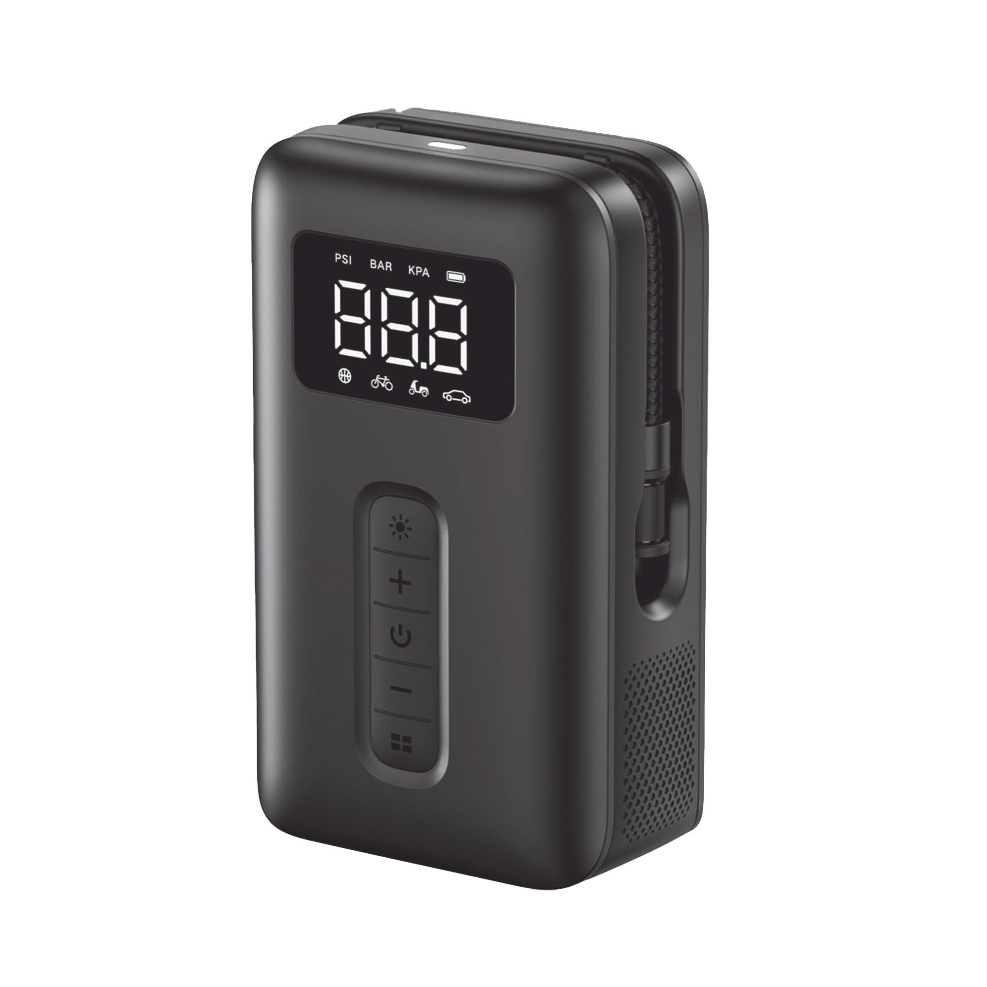 Inflador de Neumáticos | Compresor de Aire Portátil | Bomba de Aire de 150 PSI | Flujo de Aire de 15L/Min | Con Batería Integrada | Cuenta con Luz LED | Ideal para coches, bicicletas, pelotas de motocicleta.