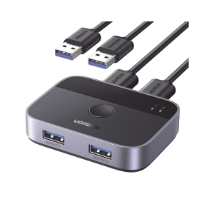 Conmutador USB para Compartir 2 Puertos USB 3.0 a 2 PC ́s | Cambio Mediante Botón | Incluye Dos Cables USB de 1.5 m | ABS | Permite que 2 Usuarios Compartan 2 Dispositivos Periféricos USB 3.0, como una impresora, un escáner, etc.