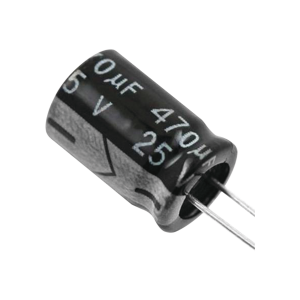 Capacitor Electrolítico de Aluminio, Radial de 470 µFd, 25 Vcc, 105 °C, 8 x 15 mm.