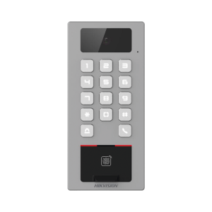 Terminal de Control de Acceso / Videoportero Multiapartamento Llamada a App / Teclado / Exterior Antivandálico IP65 & IK09 / Huella, Tarjeta, Código QR, PIN o App Hik-Connect / Cámara 2 MP compatible con NVRs
