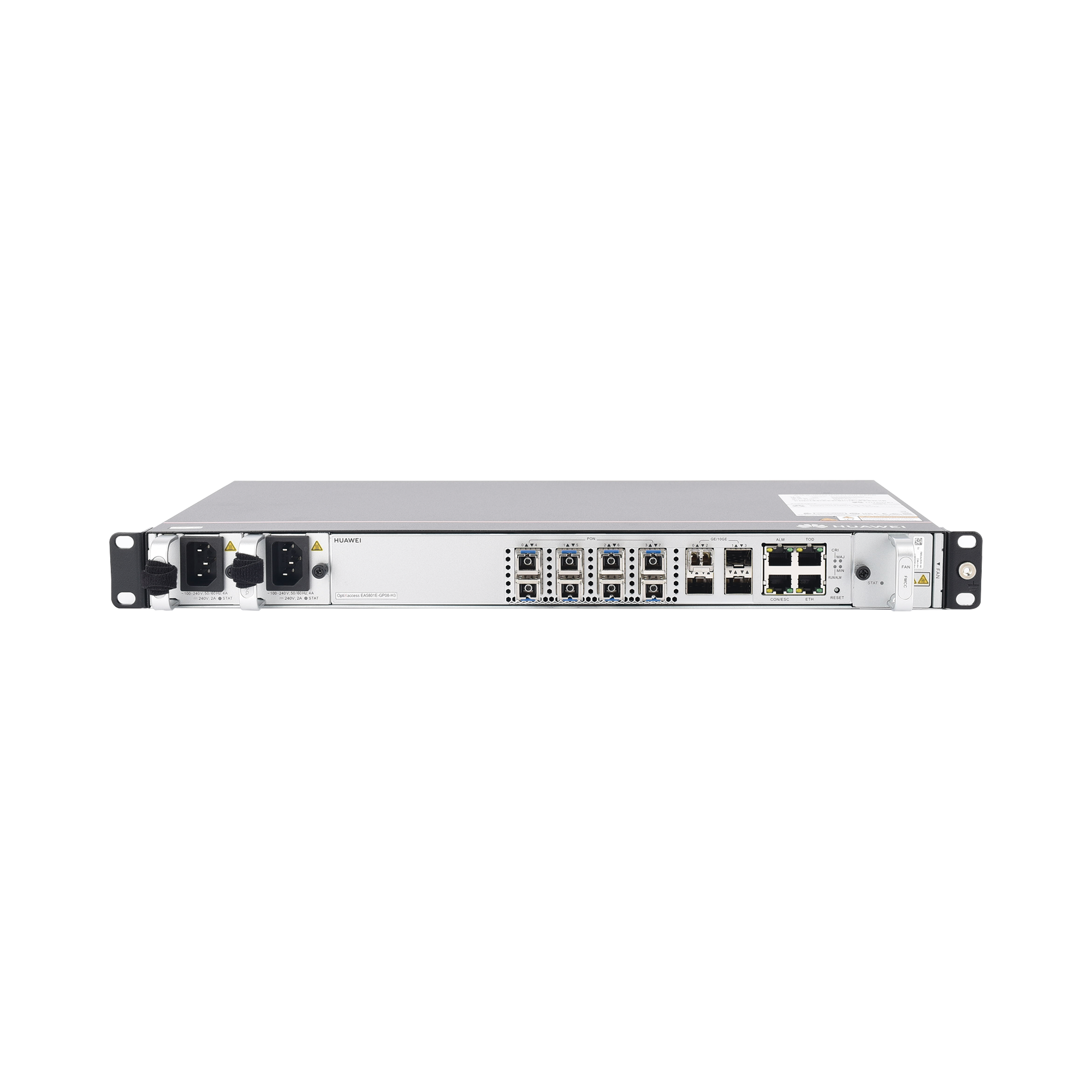 OLT GPON OptiXAccess 8 Puertos con Módulos C+, 4 Puertos Uplink (10GE/GE), Hasta 256 ONTs, 2 Fuentes de Alimentación AC, 1 UR