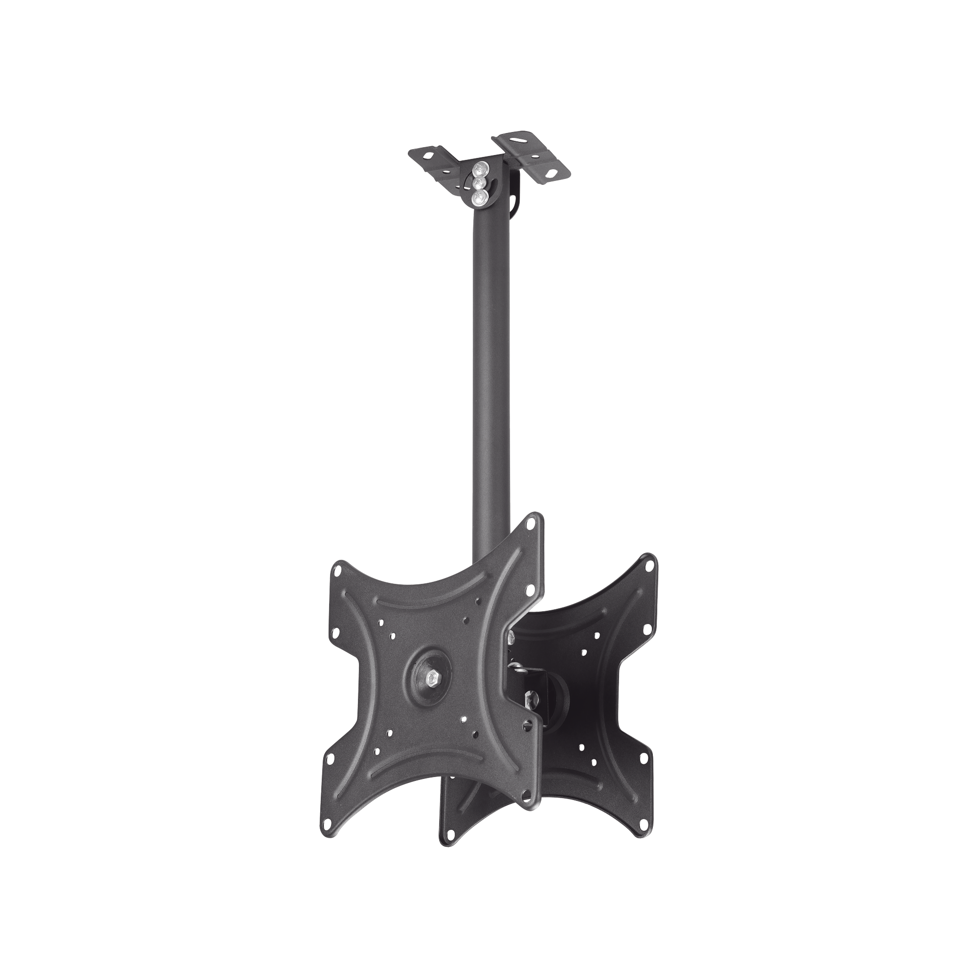 Montaje de Techo Universal Doble para Monitores de 17 a 42" | Soporta hasta 22 KG x monitor/ VESA 75X75, 100X100, 200X200 / Acero / Montaje Telescopico de 50 cm hasta 80cm