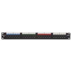 Patch Panel UTP HD6 de 24 puertos, Precargado con Jacks Categoría 6, Plano, 1UR