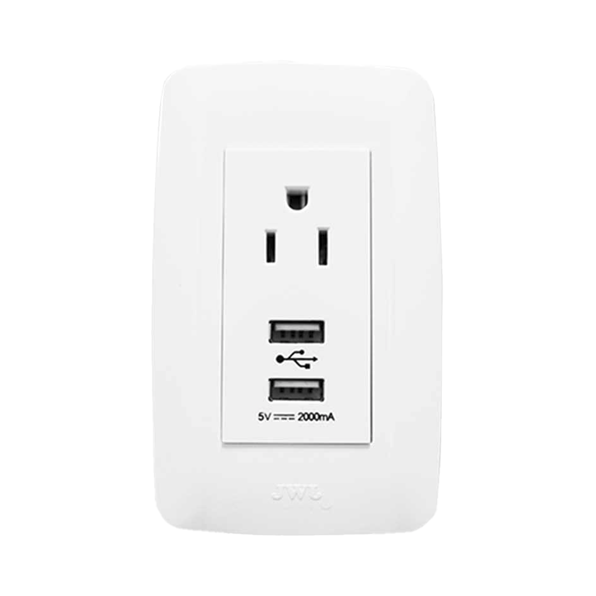 Contacto Sencillo de 15 A/ 127 V CA y 2 Conectores USB de 5 V CD 2A / Color Blanco.
