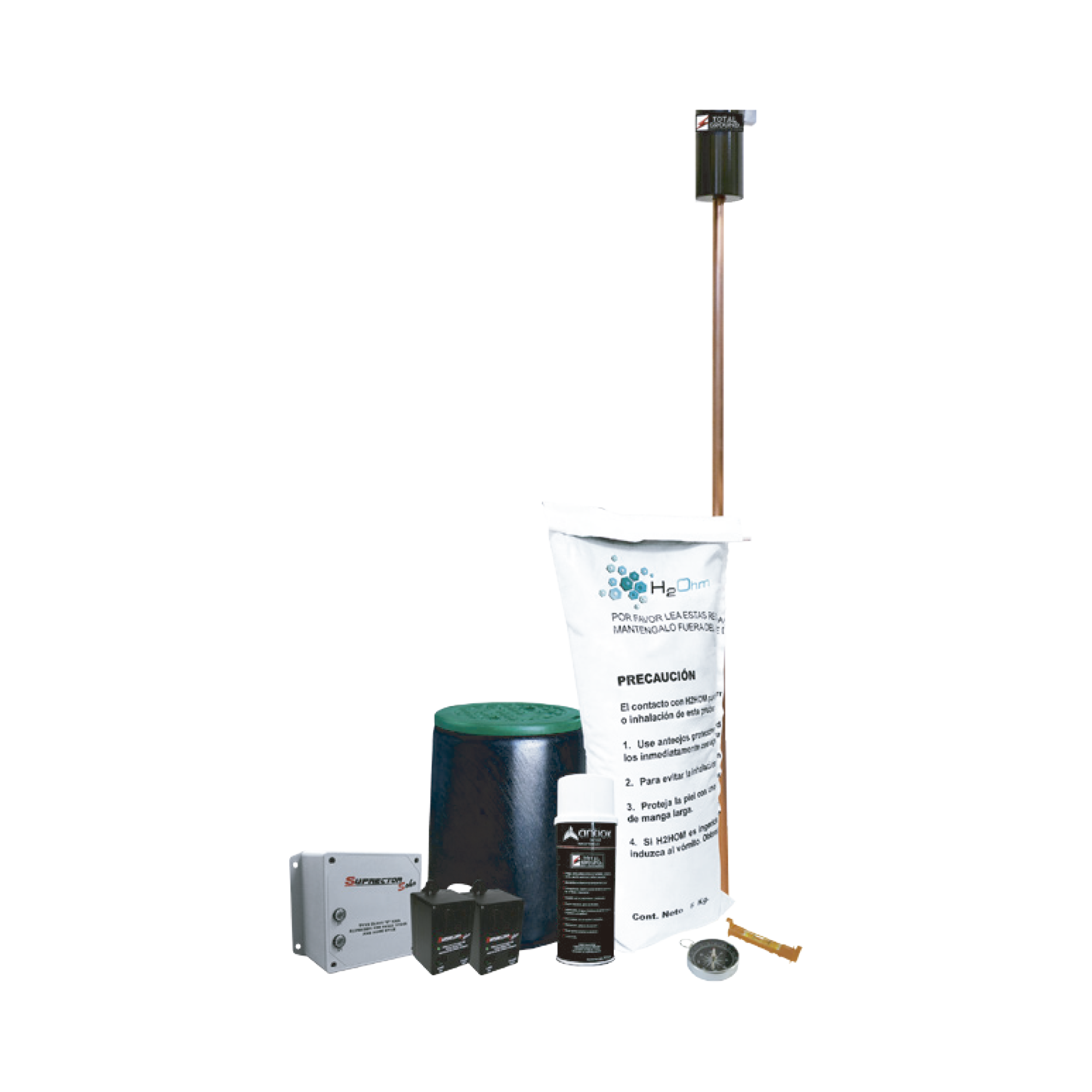 Kit de tierra física (VARIGROUND) con supresor de pico (SOHO) y accesorios de instalación.,