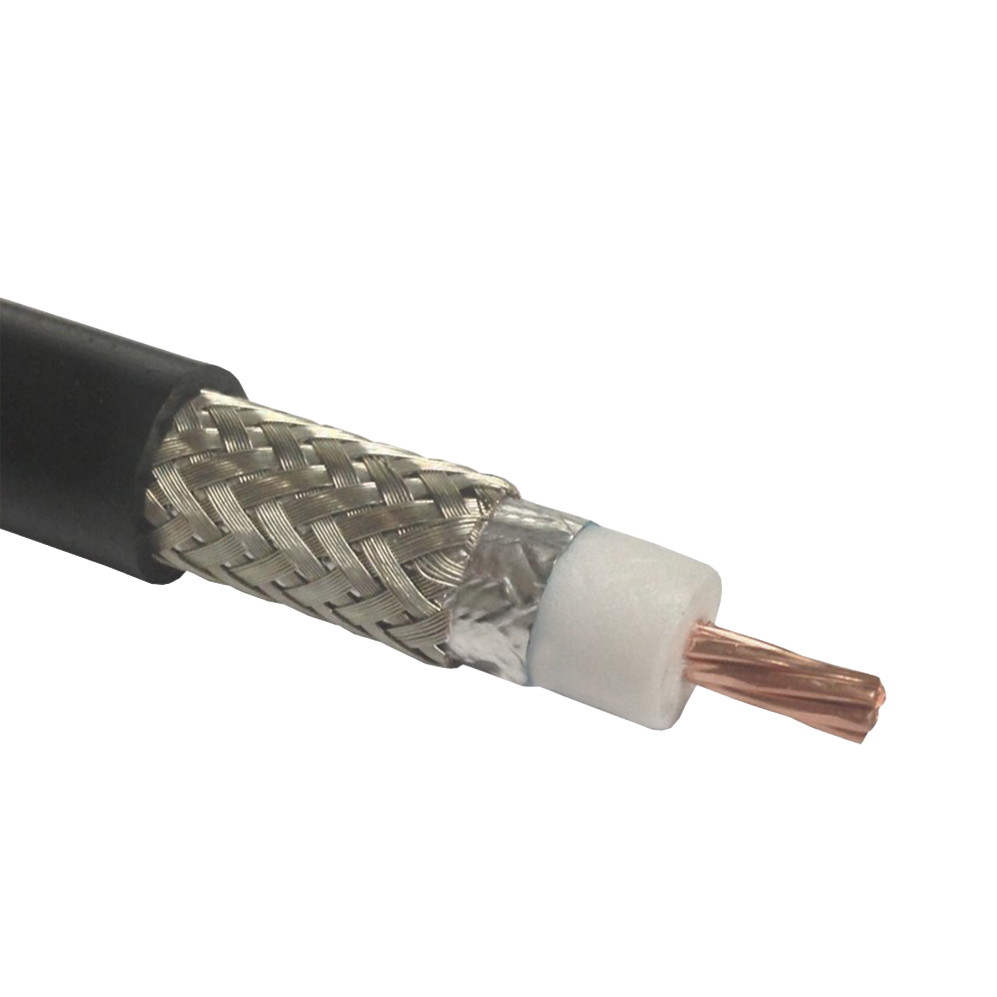 Cable Coaxial 50 Ohm, tipo RG-8 Ultra Flexible, Cobre Trenzado de Núcleo, Cinta de Aluminio y Malla de Cobre Estañado para el Blindaje, Velocidad de Propagación de 83%, Polietileno.