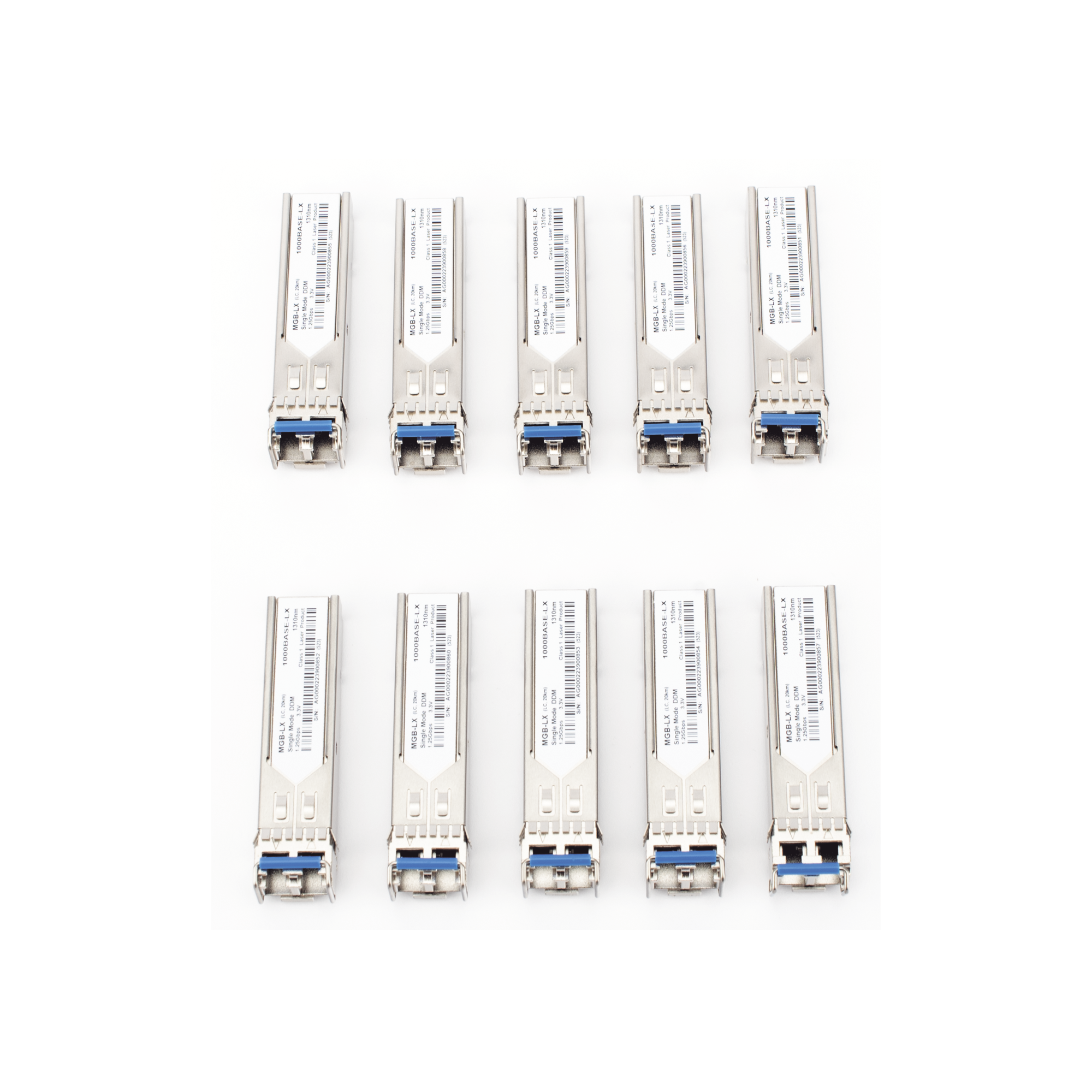 Paquete de 10 Piezas del Transceptor Industrial mini-Gbic SFP 1G LC TX:1310nm Para Fibra Mono Modo 20 Km