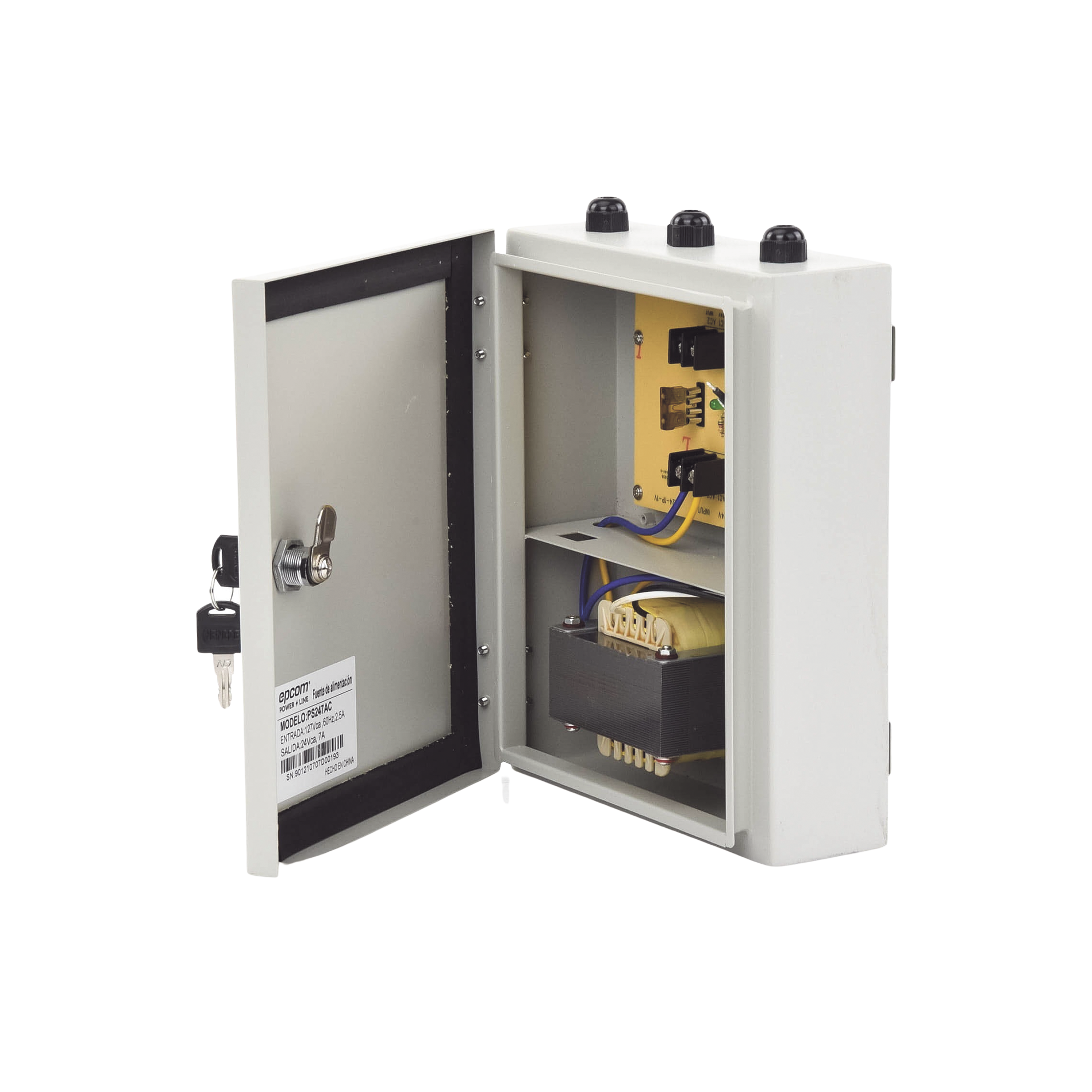 Fuente de Poder Profesional para Domos PTZ de 24 Vca@ 7A / Exterior / Voltaje de Entrada de 127 Vca.