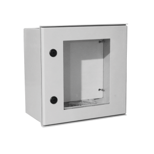 Gabinete de Poliéster IP65 Puerta Transparente, Uso en Intemperie (400 x 400 x 200 mm) con Placa Trasera Interior de Plástico (Incluye Chapa y Llave).