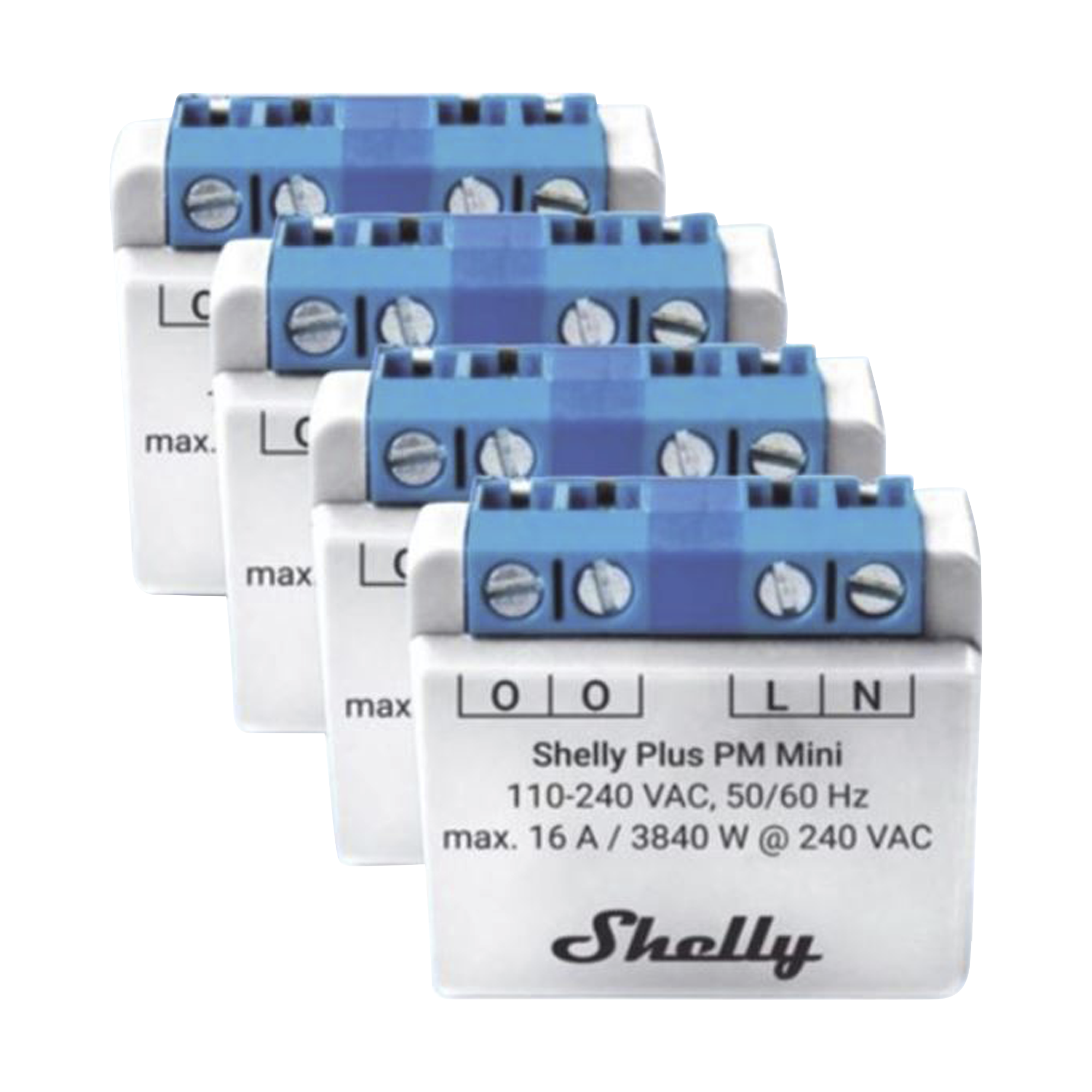 KIT 4 piezas El medidor de potencia más pequeño, inteligente con Wi-Fi, medición de consumo, 1 canal 16A,