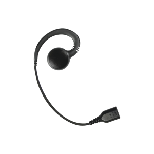 Auricular giratorio con gancho en forma de "G" con cable de fibra trenzada y conector SNAP. Requiere micrófono de solapa de 1 o 2 hilos de la Serie SNAP.