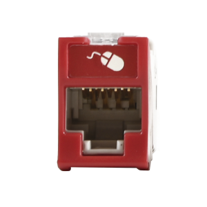 Jack UltraMAX Cat5e, UTP, Montaje híbrido en Placa de Pared (Plano y Angulado), Color Rojo, Punch Down