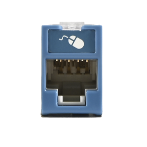Jack UltraMAX Cat5e, UTP, Montaje híbrido en Placa de Pared (Plano y Angulado), Color Azul, Punch Down