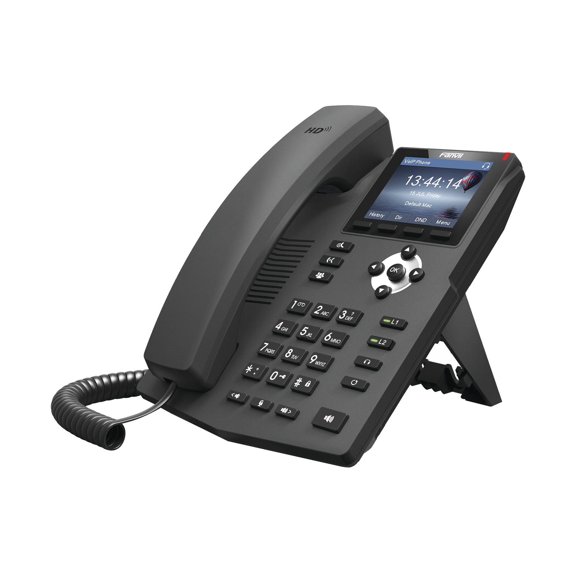 Teléfono IP empresarial para 2 lineas SIP con pantalla LCD de 2.8 pulgadas a color, puertos Gigabit y conferencia de 3 vías, PoE