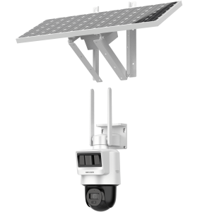 Kit Solar IP All in One / Doble Detección (Radar + PIR) / PT IP 4 Megapixel / Lente 2.8 mm / Panel Solar / Batería de Respaldo de Litio 90Wh (Hasta 2 días) / Conexión 4G / Audio de Dos Vías / Accesorios de Inst. / Direc