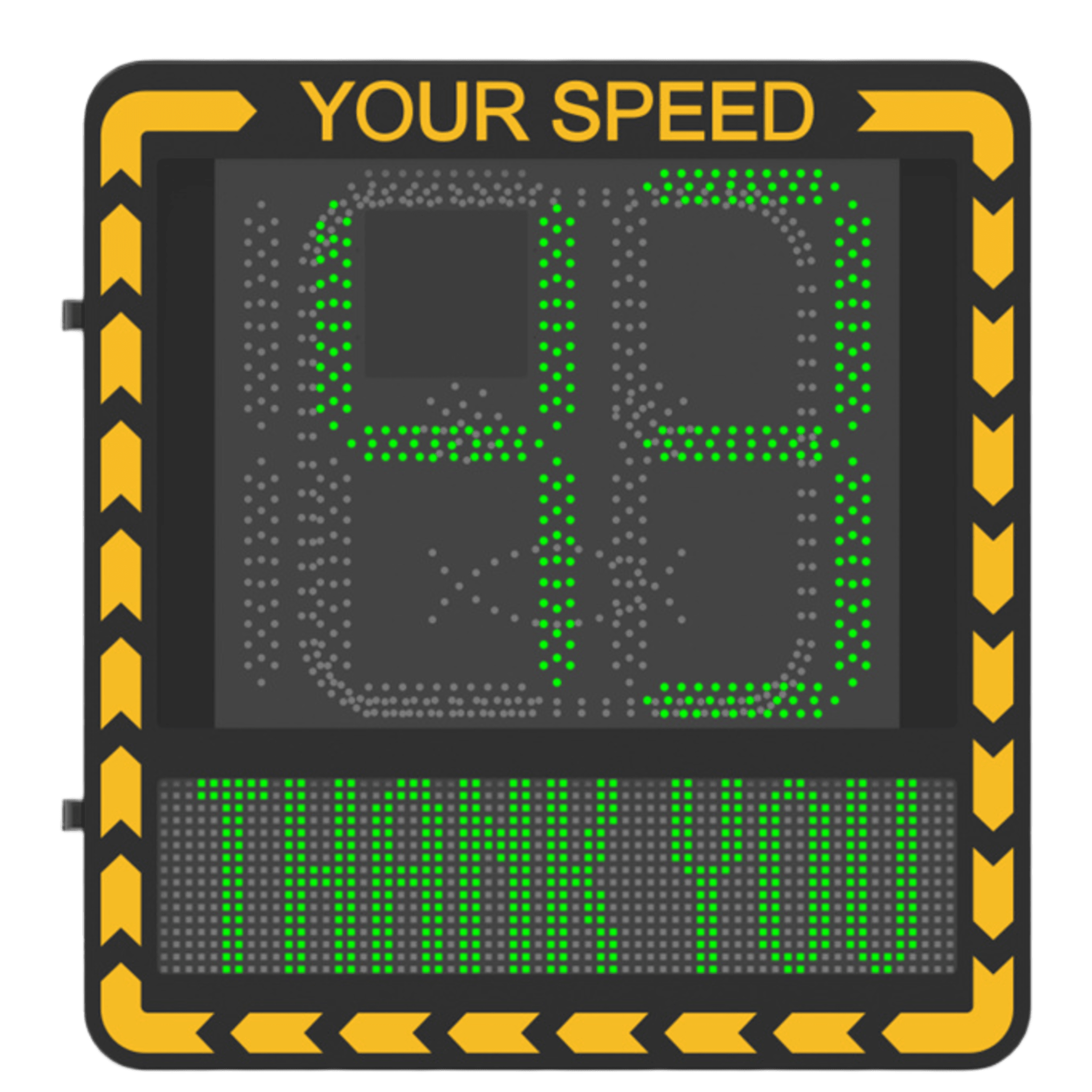 Pantalla LED de Señalización de Velocidad por Radar / Detección de Velocidad en Tiempo Real / Rango de Detección de 100 m / Hasta 32 Objetivos Detectados / Pantalla LED de Alta Visibilidad / Instalación en Carril o Later