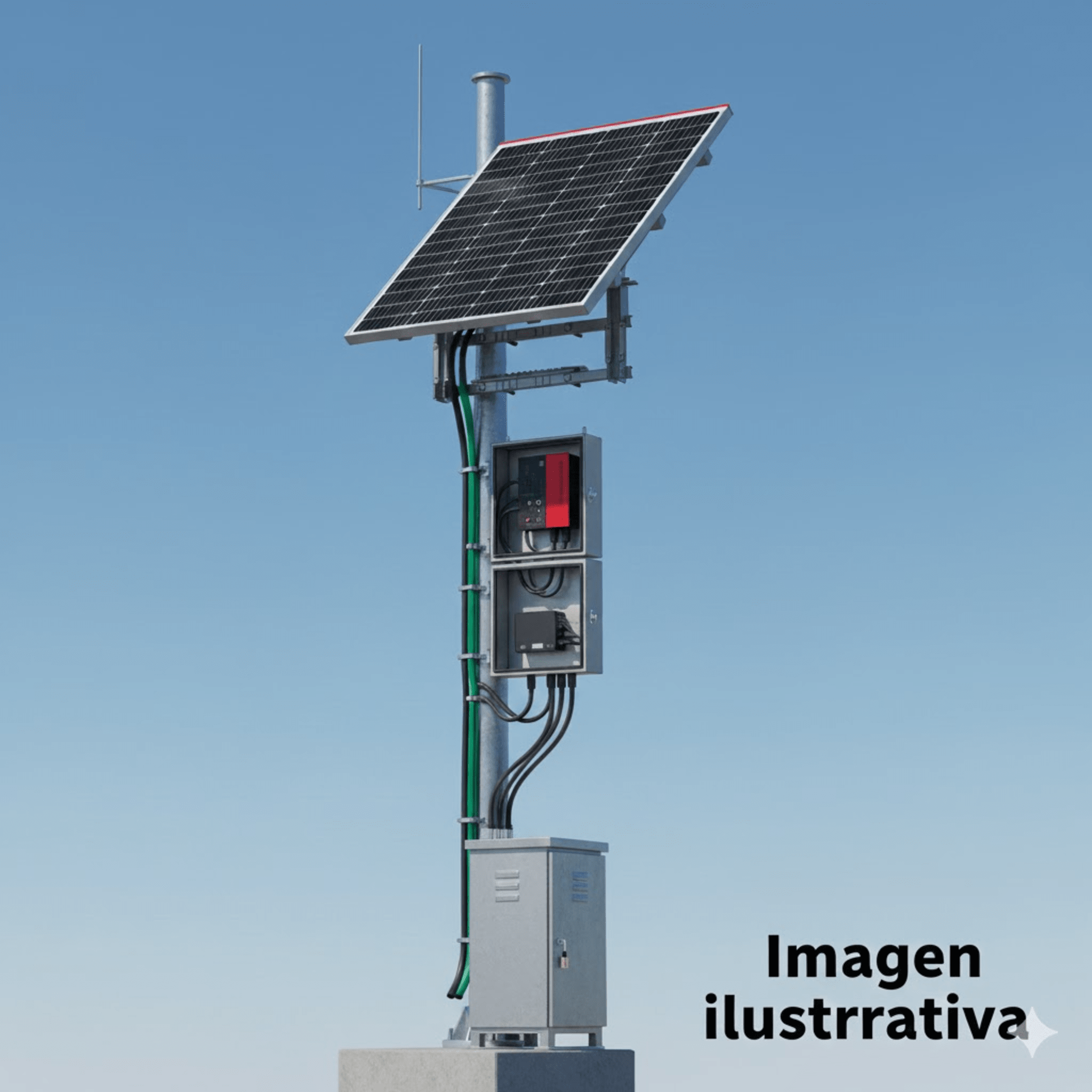 Kit Solar de 35 W con PoE 802.3af y PoE Pasivo 24 Vcc para una Cámara IP y un Radio Ubiquiti airMAX o Cambium ePMP.