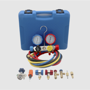 Juego de manómetros para aire acondicionado, herramienta de carga de refrigerante, doble válvula con adaptadores de acoplamiento rápido, manguera de 1.5 metros para refrigerantes : R410A, R32, R134A, R22