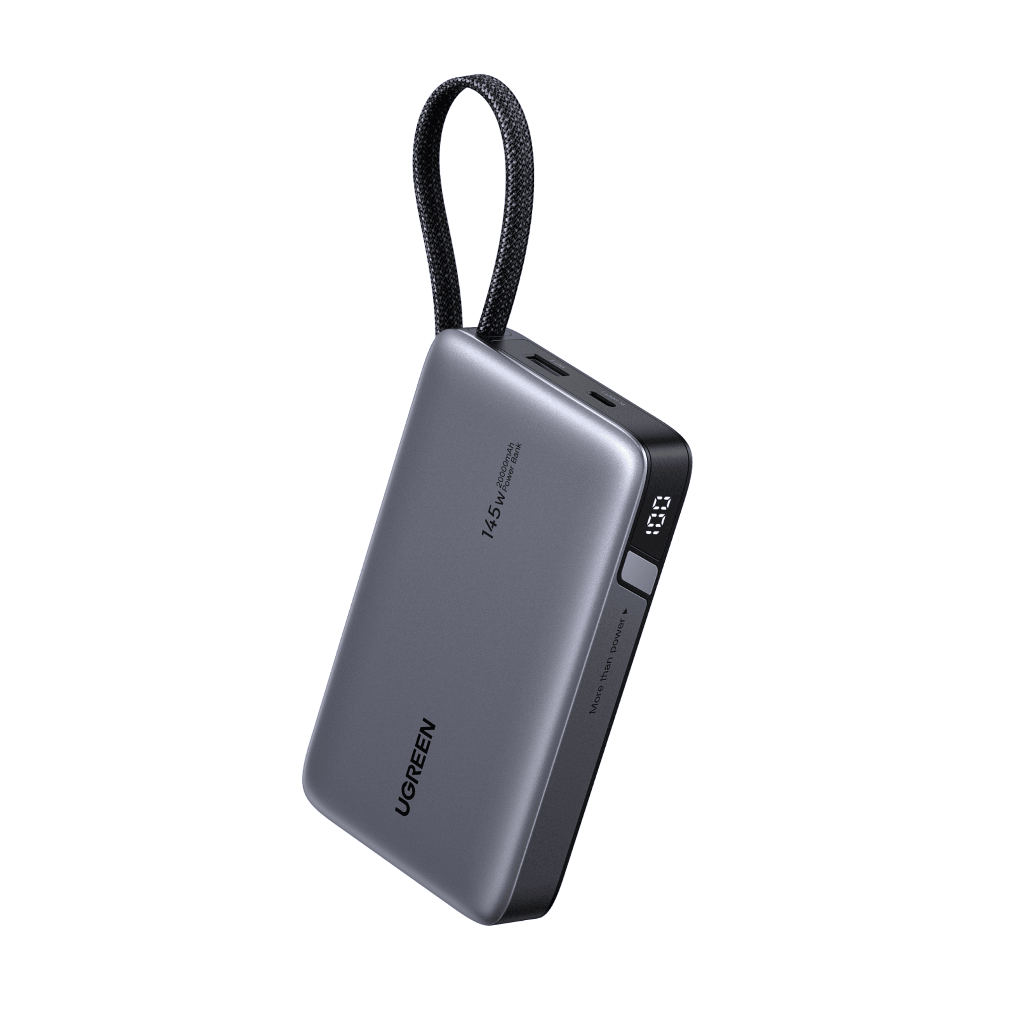 Power Bank 20000mAh con Cable Integrado / Carga Rápida 100W / USB-C PD 3.0 / 4 Celdas Li-ion / 72Wh / Carga Múltiple 145W / Compacto 139x80x27mm