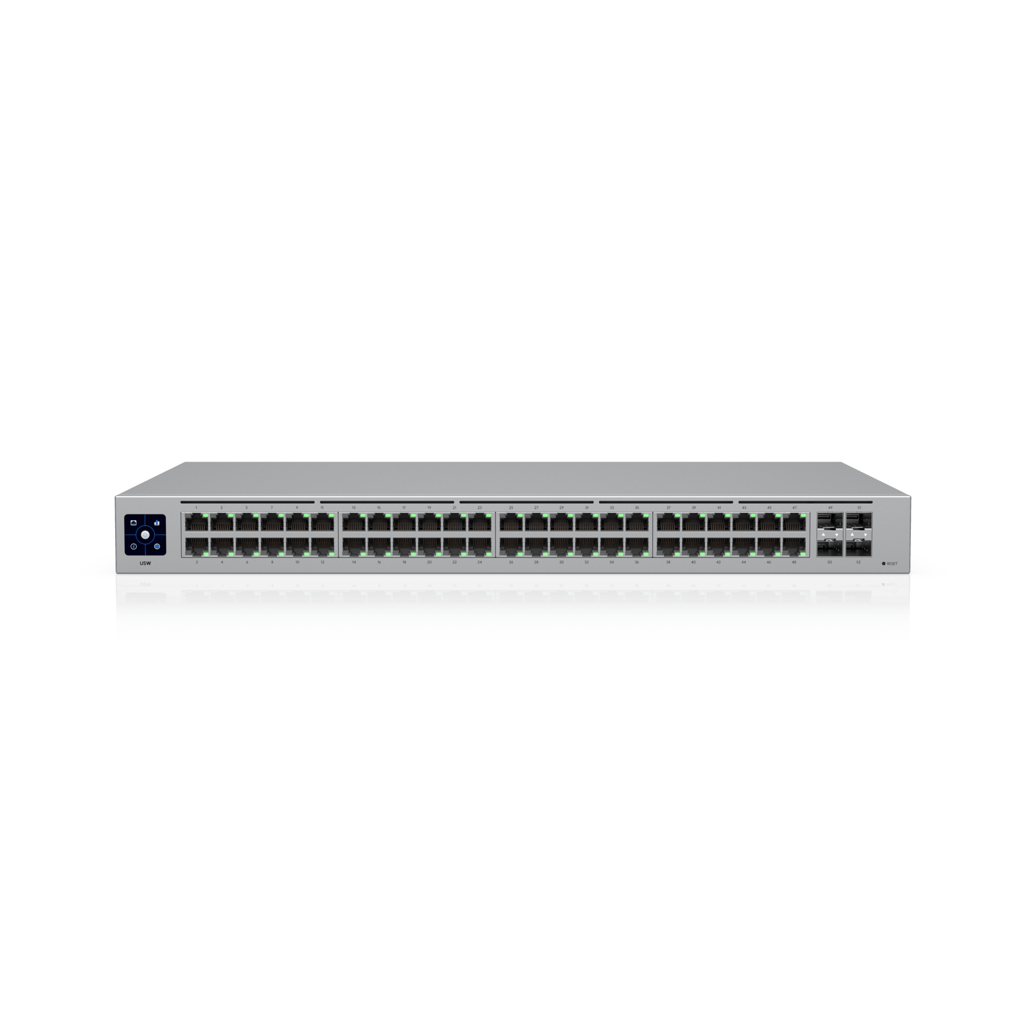 USW-48 — Switch Layer 2 de 48 Puertos GbE + 4 Puertos SFP con Diseño Fanless para Funcionamiento Totalmente Silencioso